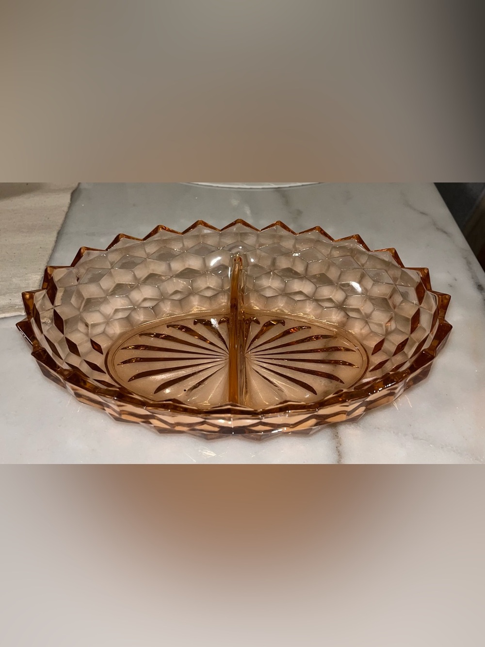 Jeanette depression glass divided relish dish